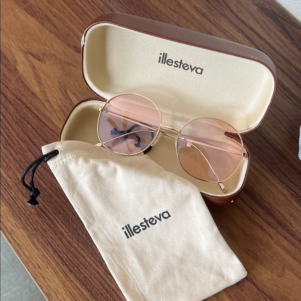 Illesteva Rose-Tinted Round Sunglasses